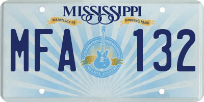 MS license plate MFA132