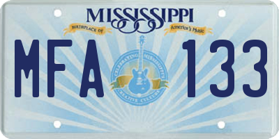 MS license plate MFA133