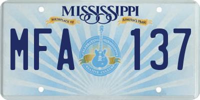 MS license plate MFA137