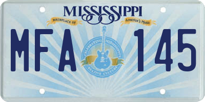MS license plate MFA145