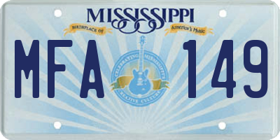 MS license plate MFA149