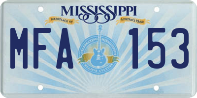 MS license plate MFA153