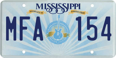 MS license plate MFA154
