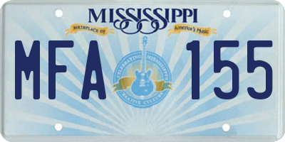 MS license plate MFA155