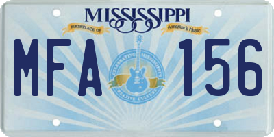 MS license plate MFA156