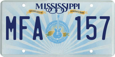 MS license plate MFA157