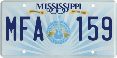 MS license plate MFA159