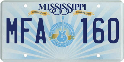 MS license plate MFA160