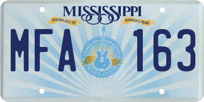 MS license plate MFA163
