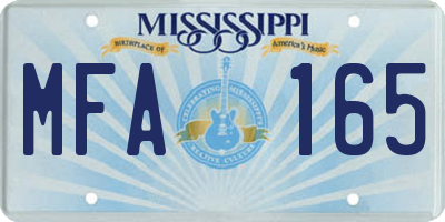 MS license plate MFA165