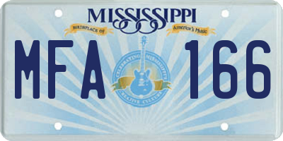 MS license plate MFA166