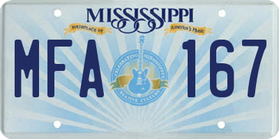 MS license plate MFA167