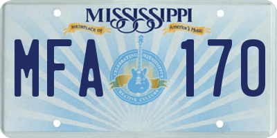 MS license plate MFA170