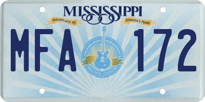 MS license plate MFA172