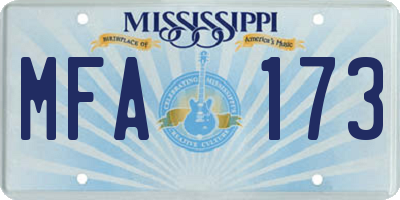 MS license plate MFA173