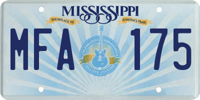MS license plate MFA175