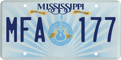 MS license plate MFA177