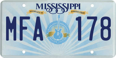 MS license plate MFA178