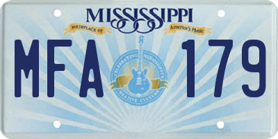 MS license plate MFA179