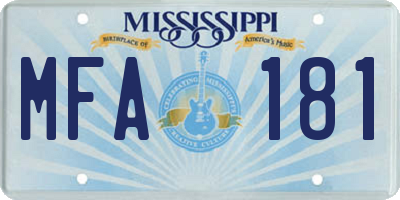 MS license plate MFA181