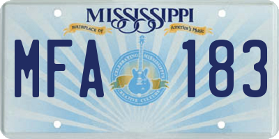 MS license plate MFA183
