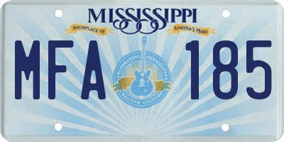 MS license plate MFA185