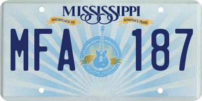 MS license plate MFA187