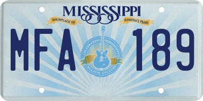 MS license plate MFA189