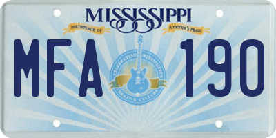 MS license plate MFA190