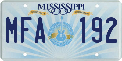 MS license plate MFA192