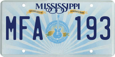 MS license plate MFA193
