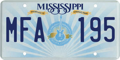 MS license plate MFA195