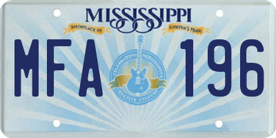 MS license plate MFA196