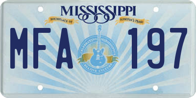 MS license plate MFA197