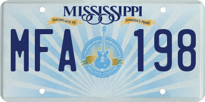 MS license plate MFA198