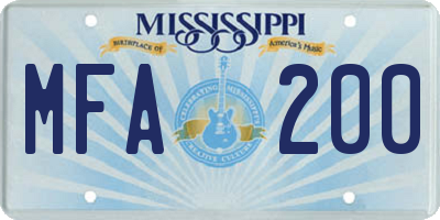 MS license plate MFA200