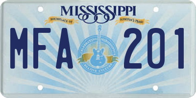 MS license plate MFA201