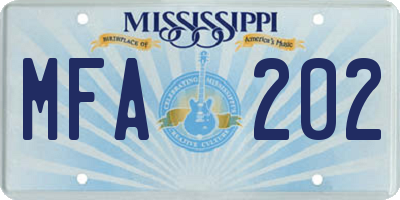 MS license plate MFA202