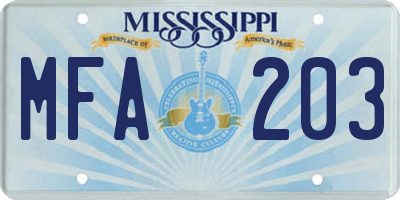 MS license plate MFA203