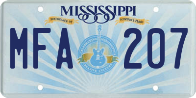 MS license plate MFA207