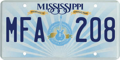 MS license plate MFA208