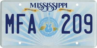 MS license plate MFA209