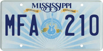 MS license plate MFA210