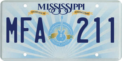 MS license plate MFA211