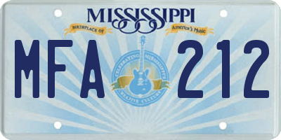 MS license plate MFA212