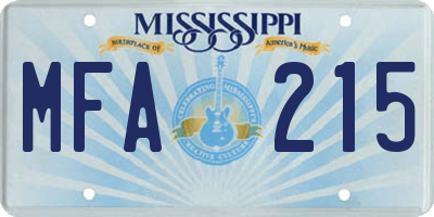 MS license plate MFA215
