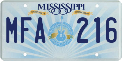 MS license plate MFA216