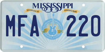 MS license plate MFA220