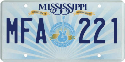 MS license plate MFA221