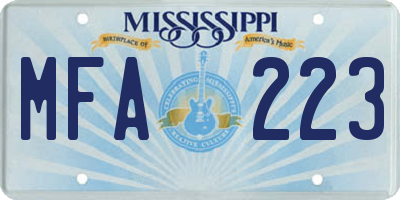 MS license plate MFA223
